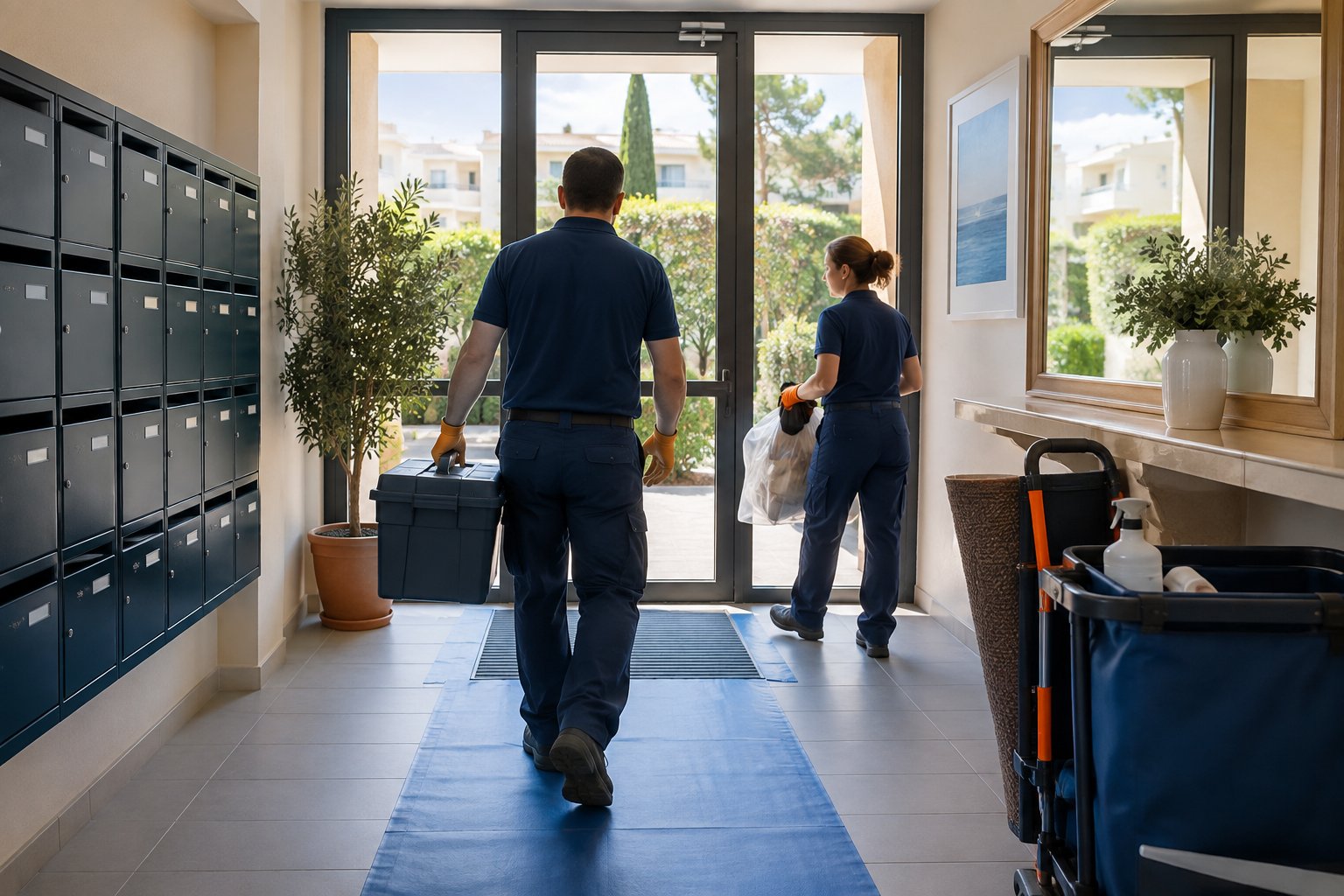 Préparer les parties communes Préparer les parties communes dans un logement ou un espace de préparation.