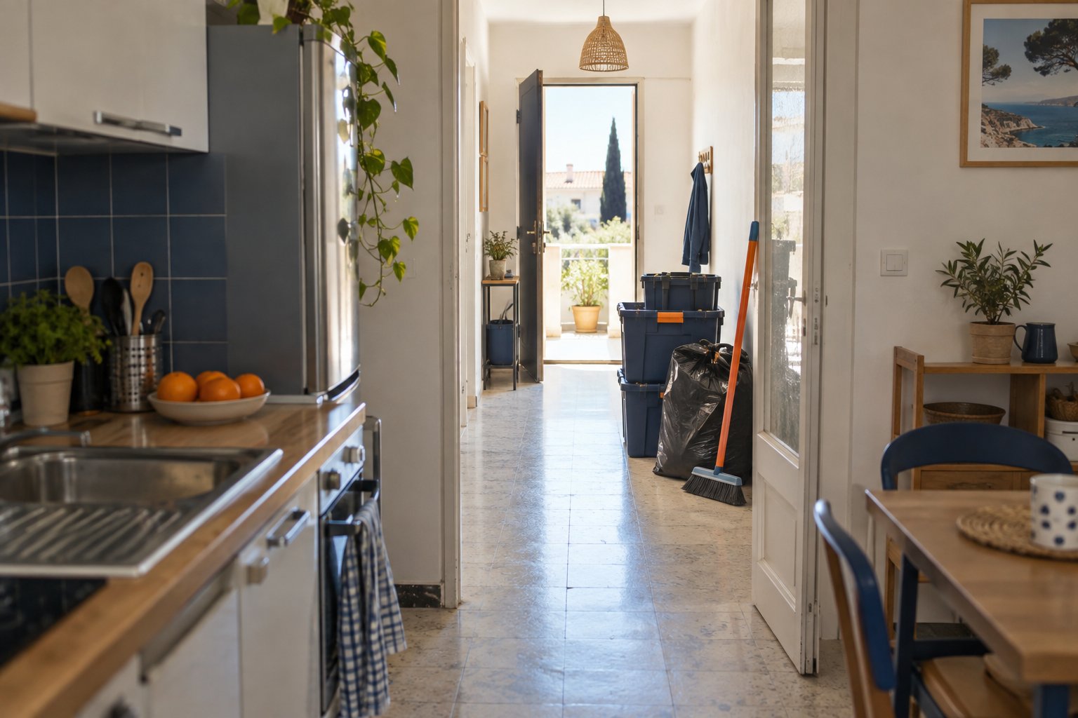 Dégager l’itinéraire de sortie dans un logement ou un espace de préparation.